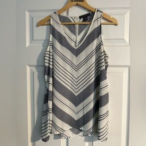 Cream tank with black chevron stripes